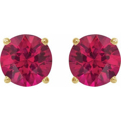 14K Yellow 6 mm Lab-Grown Ruby Stud Earrings