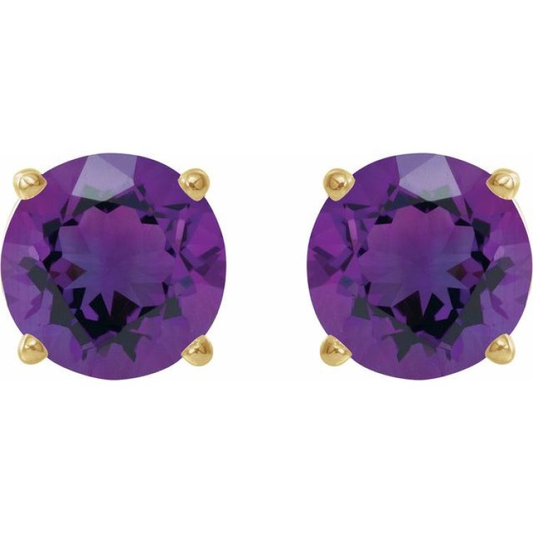 14K Yellow 6 mm Natural Amethyst Stud Earrings