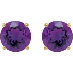 14K Yellow 6 mm Natural Amethyst Stud Earrings