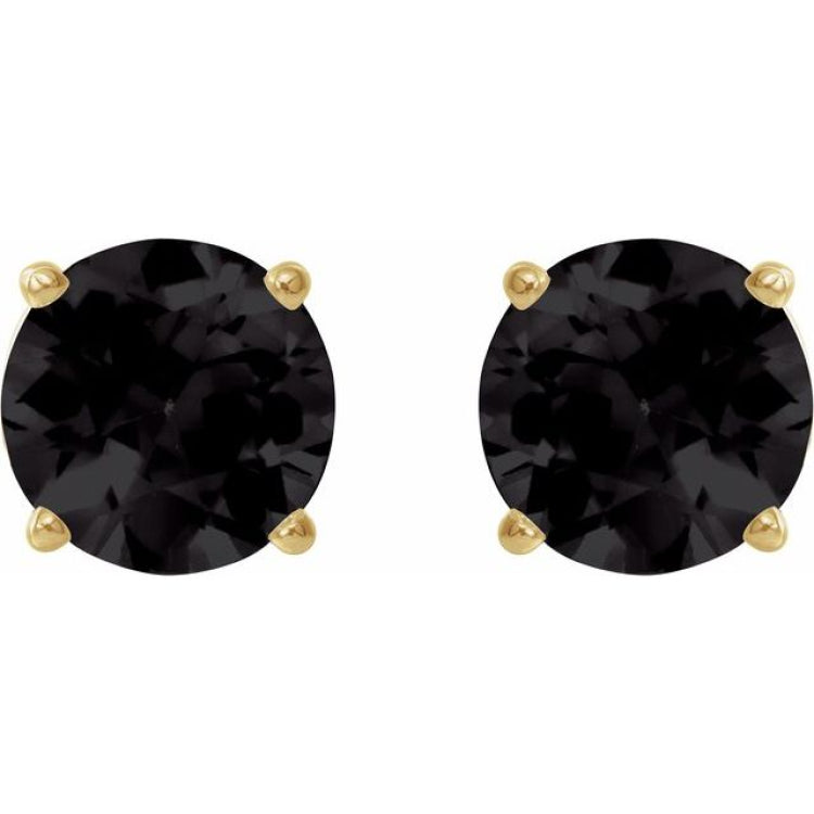 14K Yellow 6 mm Natural Black Onyx Stud Earrings