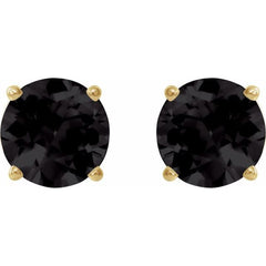 14K Yellow 6 mm Natural Black Onyx Stud Earrings