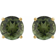 14K Yellow 6 mm Natural Green Tourmaline Stud Earrings