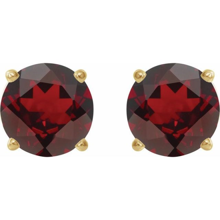 14K Yellow 6 mm Natural Mozambique Garnet Stud Earrings