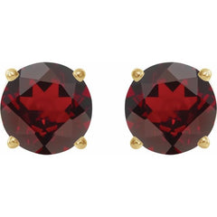 14K Yellow 6 mm Natural Mozambique Garnet Stud Earrings