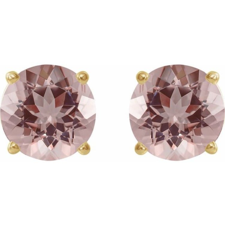 14K Yellow 6 mm Natural Pink Morganite Stud Earrings