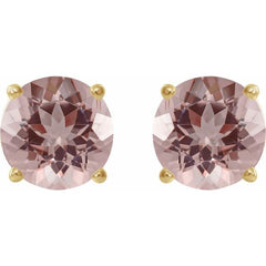 14K Yellow 6 mm Natural Pink Morganite Stud Earrings