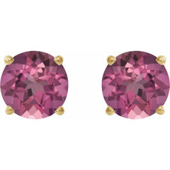 14K Yellow 6 mm Natural Pink Tourmaline Stud Earrings