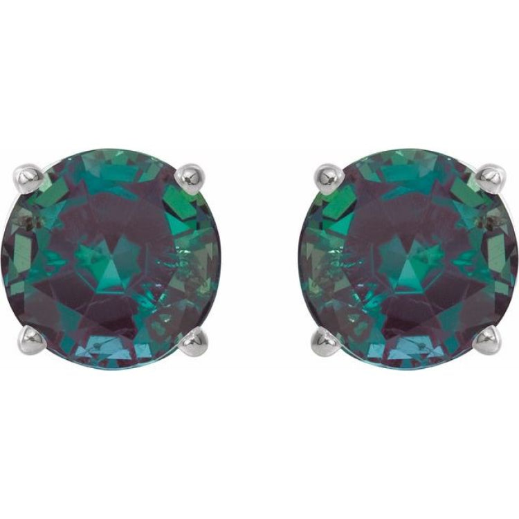 Platinum 6 mm Lab-Grown Alexandrite Stud Earrings