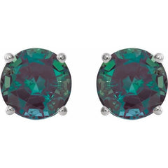 Platinum 6 mm Lab-Grown Alexandrite Stud Earrings