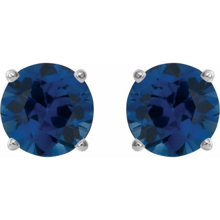 Platinum 6 mm Lab-Grown Blue Sapphire Stud Earrings