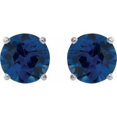 Platinum 6 mm Lab-Grown Blue Sapphire Stud Earrings