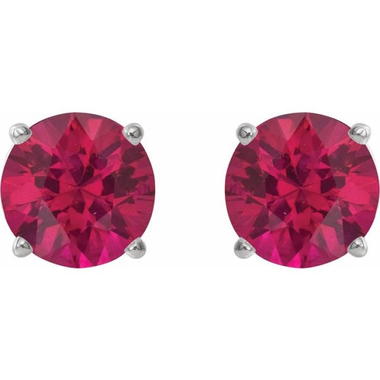 Platinum 6 mm Lab-Grown Ruby Stud Earrings