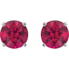 Platinum 6 mm Lab-Grown Ruby Stud Earrings