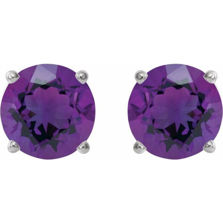 Platinum 6 mm Natural Amethyst Stud Earrings