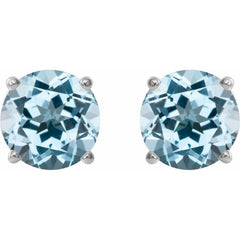 Platinum 6 mm Natural Sky Blue Topaz Stud Earrings