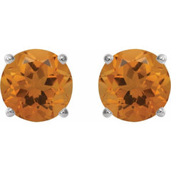 Sterling Silver 6 mm Natural Citrine Stud Earrings