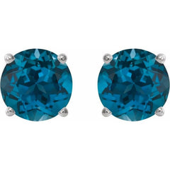 Sterling Silver 6 mm Natural London Blue Topaz Stud Earrings