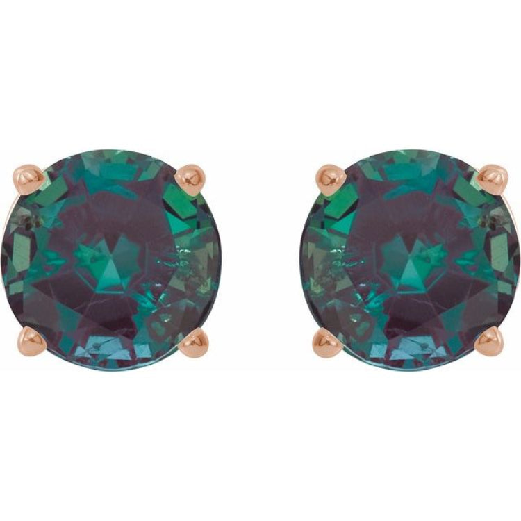 14K Rose 7 mm Lab-Grown Alexandrite Stud Earrings