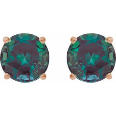 14K Rose 7 mm Lab-Grown Alexandrite Stud Earrings