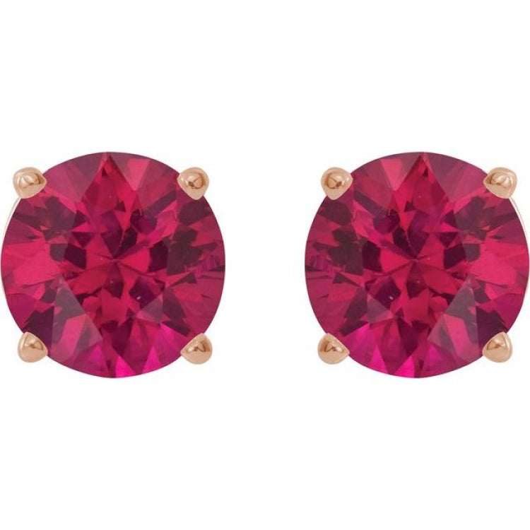 14K Rose 7 mm Lab-Grown Ruby Stud Earrings