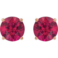 14K Rose 7 mm Lab-Grown Ruby Stud Earrings