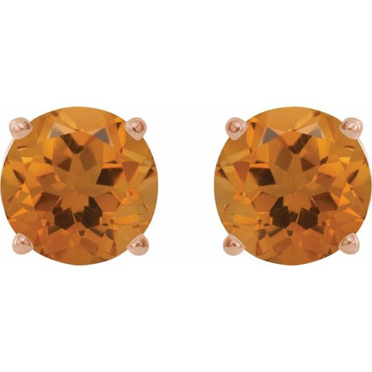 14K Rose 7 mm Natural Citrine Stud Earrings