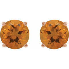 14K Rose 7 mm Natural Citrine Stud Earrings