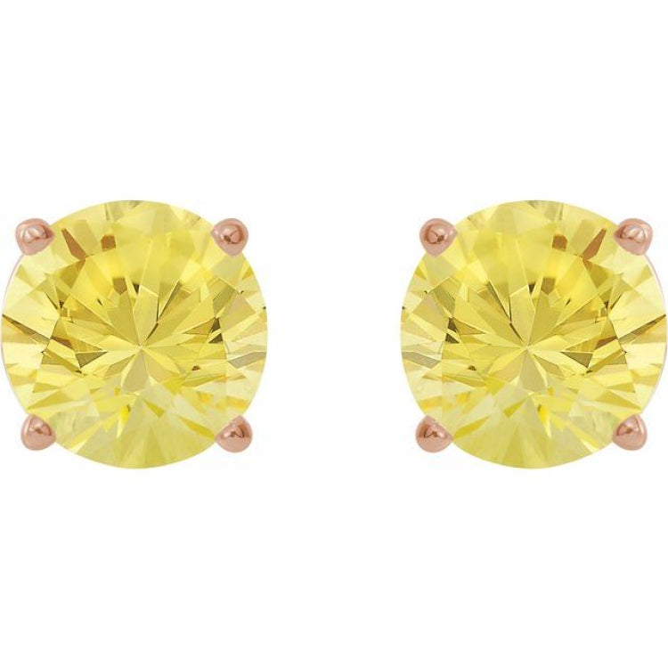 14K Rose 7 mm Lab-Grown Yellow Sapphire Stud Earrings