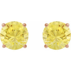 14K Rose 7 mm Lab-Grown Yellow Sapphire Stud Earrings