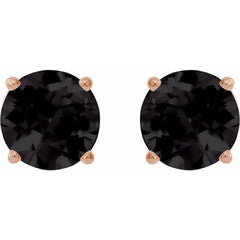 14K Rose Gold 8 mm Natural Black Onyx Earrings