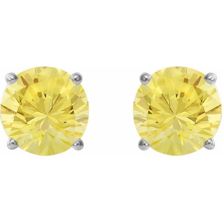 Sterling Silver 8 mm Lab-Grown Yellow Sapphire Stud Earrings