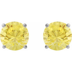 Sterling Silver 8 mm Lab-Grown Yellow Sapphire Stud Earrings