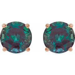 14K Rose Gold 6 mm Lab-Grown Alexandrite Earrings