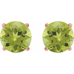 14K Rose Gold 6 mm Natural Peridot Earrings