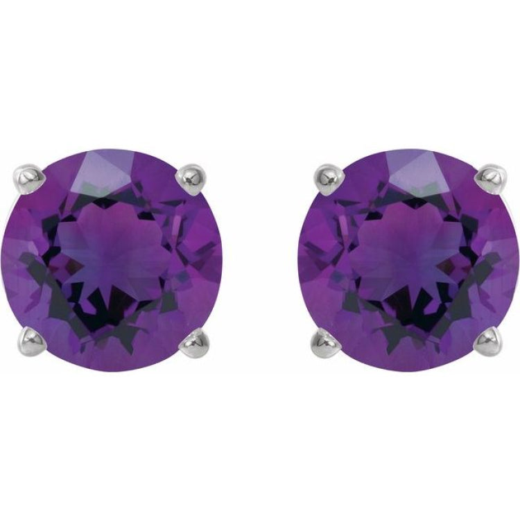 Sterling Silver 6 mm Natural Amethyst Earrings