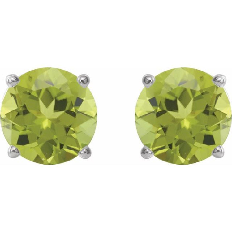 Sterling Silver 6 mm Natural Peridot Earrings