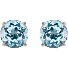 Sterling Silver 6 mm Natural Sky Blue Topaz Stud Earrings