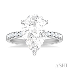 1/3 Ctw Pear Shape Round Cut Diamond Semi Mount Engagement Ring in 14K White Gold