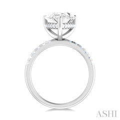 1/3 Ctw Pear Shape Round Cut Diamond Semi Mount Engagement Ring in 14K White Gold