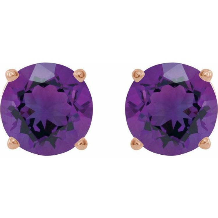 14K Rose Gold 6 mm Natural Amethyst Earrings