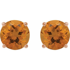 14K Rose Gold 6 mm Natural Citrine Earrings