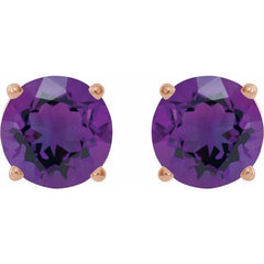14K Rose Gold 7 mm Natural Amethyst Earrings