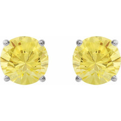 14K White Gold 7 mm Lab-Grown Yellow Sapphire Earrings
