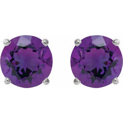 Platinum 7 mm Natural Amethyst Stud Earrings