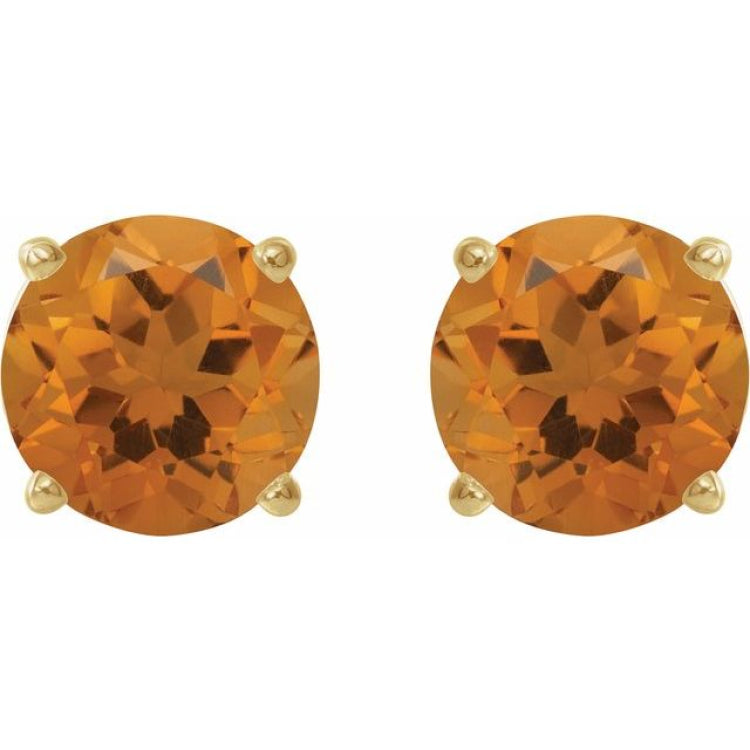 14K Yellow Gold 8 mm Natural Citrine Earrings