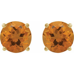 14K Yellow Gold 8 mm Natural Citrine Earrings