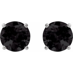 Sterling Silver 8 mm Natural Black Onyx Stud Earrings