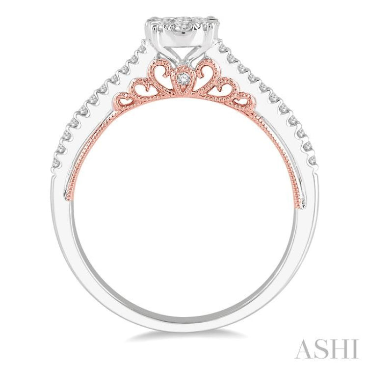 1/3 Ctw Round Diamond Lovebright Vintage Solitaire Style Engagement Ring in 14K White and Rose Gold