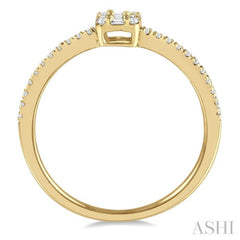 1/4 Ctw Cushion Shape Baguette and Round Cut Diamond Fashion Promise Ring in 10K Yellow Gold