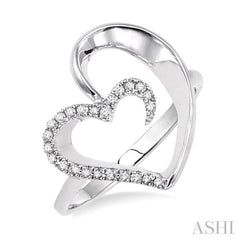 1/10 Ctw Round Cut Diamond Heart Shape Ring in 10K White Gold